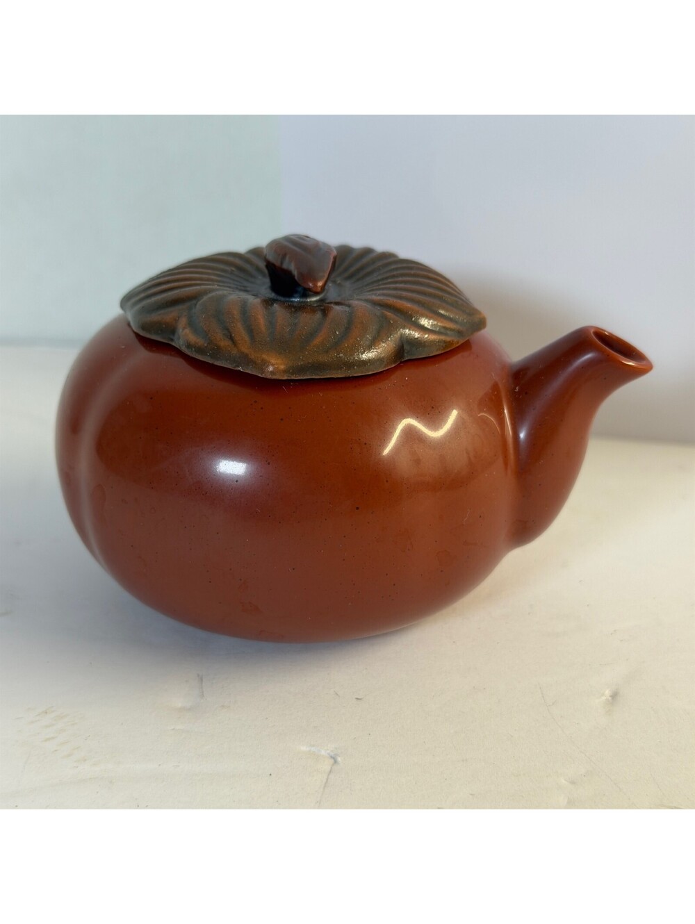 Vintage Ceramic Persimmon Teapot Decorative Tea Pot Storage Location Number: B-1